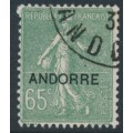 ANDORRA - 1931 65c grey-green Semeuse overprinted ANDORRE, used – Michel # 14