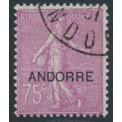 ANDORRA - 1931 75c red-purple Semeuse overprinted ANDORRE, used – Michel # 15