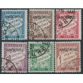 ANDORRA - 1931 5c to 1Fr French Postage Dues o/p ANDORRE, used – Michel # P1-P6