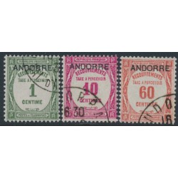 ANDORRA - 1931 1c to 60c French Postage Dues o/p ANDORRE, used – Michel # P9-P11