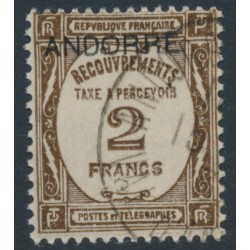 ANDORRA - 1932 2Fr deep brown French Postage Due o/p ANDORRE, used – Michel # P15