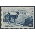 ANDORRA - 1944 100Fr blue Pyrenean Chamois airmail, MH – Michel # 141