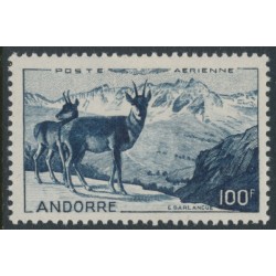ANDORRA - 1944 100Fr blue Pyrenean Chamois airmail, MH – Michel # 141