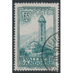 ANDORRA - 1932 65c blue-green Sant Miquel d’Engolasters, used – Michel # 36