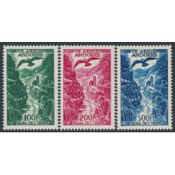 ANDORRA - 1955 100Fr to 500Fr Airmail set of 3, MNH – Michel # 158-160