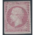FRANCE - 1860 80c pale rose Napoléon, imperforate, used – Michel # 16c