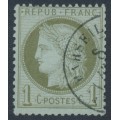 FRANCE - 1872 1c olive on green-blue Cérès, perf. 14:13½, used – Michel # 45