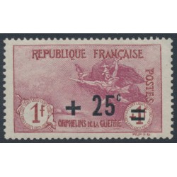 FRANCE - 1922 1Fr+25c carmine/rose War Orphans Charity, MH – Michel # 150