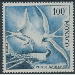 MONACO - 1957 100Fr black/blue Bird Airmail, perf. 13:13, MNH – Michel # 502B