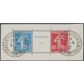 FRANCE - 1927 5Fr & 10Fr Semeuse pair from Strasbourg M/S, used – Michel # 218-219