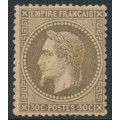 FRANCE - 1867 30c brown Napoléon with laurel wreath, perf. 14:13½, MH – Michel # 29a