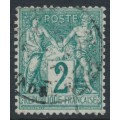 FRANCE - 1876 2c green Peace & Commerce, type I, used – Michel # 57I