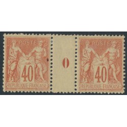 FRANCE - 1881 40c brick-red Peace & Commerce, Millésime gutter pair, MH – Michel # 65II