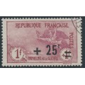 FRANCE - 1922 1Fr+25c carmine/rose War Orphans Charity, used – Michel # 150