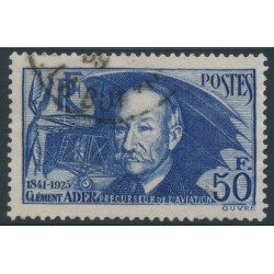 FRANCE - 1938 50Fr blue Clément Ader (thin paper), used – Michel # 425a