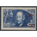 FRANCE - 1940 20Fr on 50Fr deep blue Clément Ader (thick paper), MH – Michel # 495b