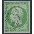 FRANCE - 1860 5c green on greenish Napoléon, imperforate, used – Michel # 11a