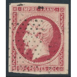 FRANCE - 1853 80c carmine Napoléon, imperforate, used – Michel # 16a