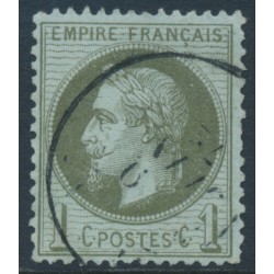 FRANCE - 1862 1c olive-green on blue Napoléon with laurel wreath, perf. 14:13½, used – Michel # 24