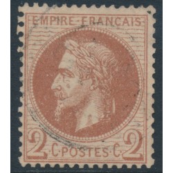 FRANCE - 1862 2c red-brown Napoléon with laurel wreath, perf. 14:13½, used – Michel # 25