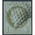FRANCE - 1870 1c bronze-green Cérès (Bordeaux printing), imperforate, used – Michel # 36