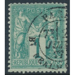 FRANCE - 1876 1c green Peace & Commerce, type I, used – Michel # 56I