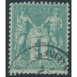 FRANCE - 1876 1c green Peace & Commerce, type I, used – Michel # 56I