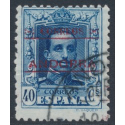 ANDORRA - 1928 40c blue King Alfonso XIII o/p ANDORRA, perf. 12½:11½, used – Michel # 8A