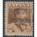 ANDORRA - 1928 10Ptas brown King Alfonso XIII o/p ANDORRA, perf. 12½:11½, MH – Michel # 12A