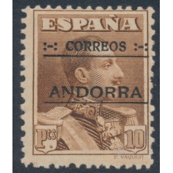ANDORRA - 1928 10Ptas brown King Alfonso XIII o/p ANDORRA, perf. 12½:11½, MH – Michel # 12A