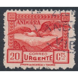 ANDORRA - 1929 20c red Eagle airmail, perf. 14:14, used – Michel # 27A