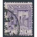 ANDORRA - 1929 20c violet Sant Julià de Lòira, perf. 11½:11½, used – Michel # 19B