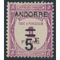 ANDORRA - 1931 5Fr on 1Fr violet French Postage Due o/p ANDORRE, MH – Michel # P13