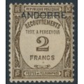 ANDORRA - 1932 2Fr deep brown French Postage Due o/p ANDORRE, MH – Michel # P15