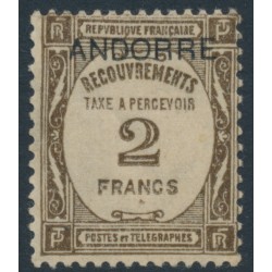 ANDORRA - 1932 2Fr deep brown French Postage Due o/p ANDORRE, MH – Michel # P15