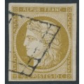 FRANCE - 1850 10c olive-brown Cérès, imperforate, used – Michel # 1b