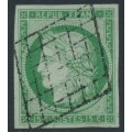 FRANCE - 1850 15c green Cérès, imperforate, used – Michel # 2a