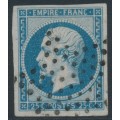 FRANCE - 1853 25c blue Emperor Napoléon, imperforate, used – Michel # 14
