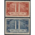 FRANCE - 1936 75c red & 1.50 blue Vimy Memorial set of 2, MNH – Michel # 322-323