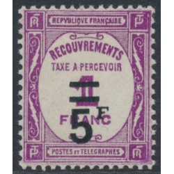 FRANCE - 1929 5Fr on 1Fr violet Postage Due, MNH – Michel # P63