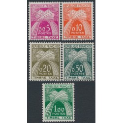 FRANCE - 1960 5c to 1Fr Postage Dues set of 5, MNH – Michel # P93-P97