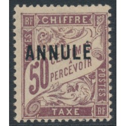FRANCE - 1911 50c purple Postage Due, o/p ANNULÉ, MH – Yvert # T37-CI1