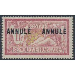 FRANCE - 1923 1Fr red/olive Merson, o/p ANNULÉ, MH – Yvert # 121-CI2