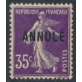 FRANCE - 1923 35c deep violet Semeuse, o/p ANNULÉ, MH – Yvert # 142-CI1