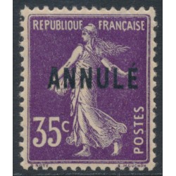 FRANCE - 1923 35c deep violet Semeuse, o/p ANNULÉ, MH – Yvert # 142-CI1
