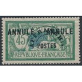 FRANCE - 1923 45c green/blue Merson pre-cancel, o/p ANNULÉ, MH – Yvert # PO44-CI1