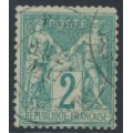 FRANCE - 1876 2c green Peace & Commerce, type I, used – Michel # 57I