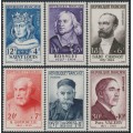 FRANCE - 1954 Famous Frenchmen set of 6, MNH – Michel # 1015-1020