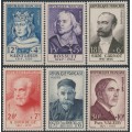 FRANCE - 1954 Famous Frenchmen set of 6, MH – Michel # 1015-1020
