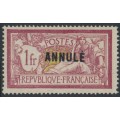 FRANCE - 1911 1Fr red/olive Merson, o/p ANNULÉ, MH – Yvert # 121-CI1